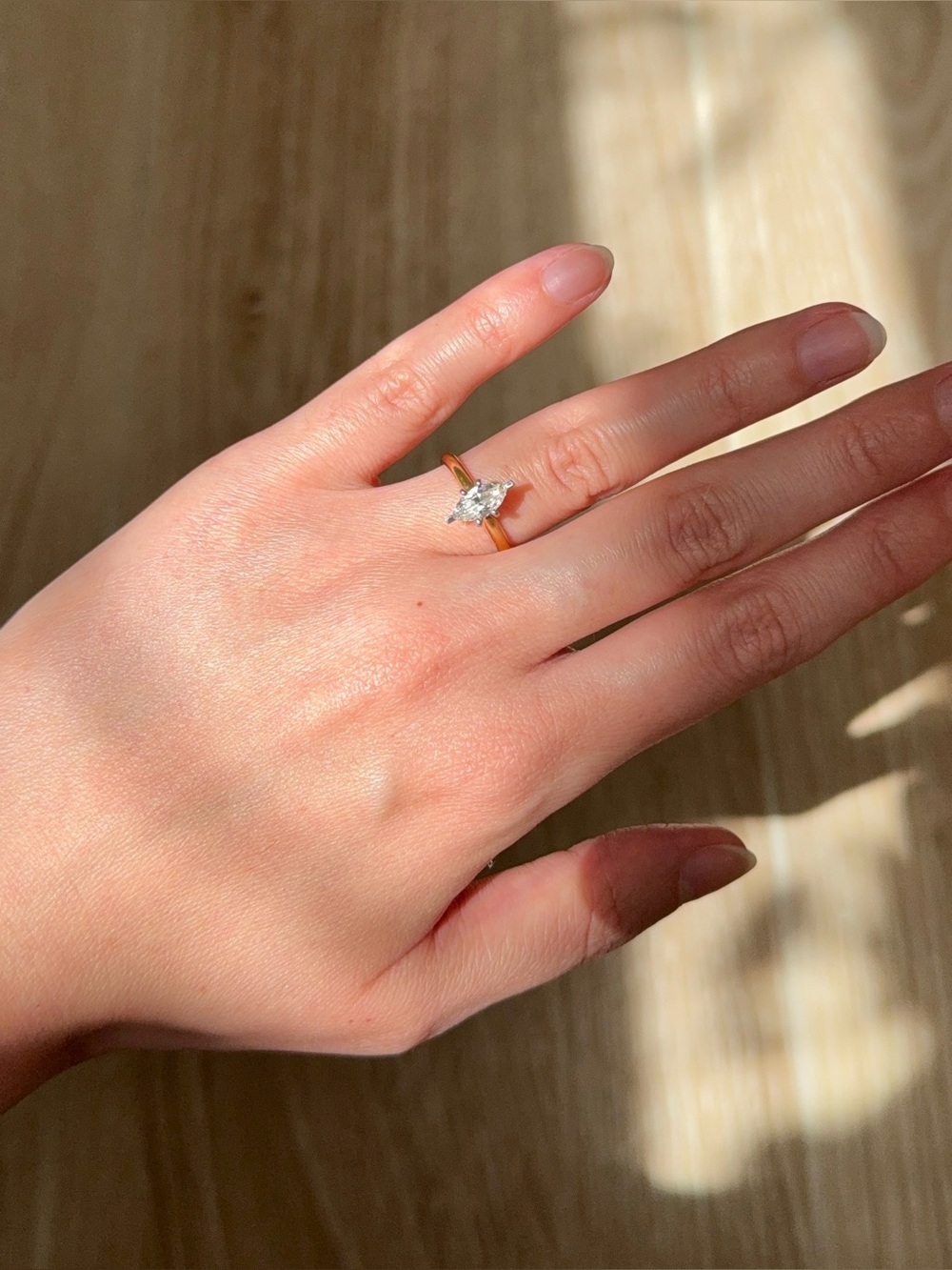 Vintage .75ct Marquise Diamond Engagement Ring, 14k Solid Gold